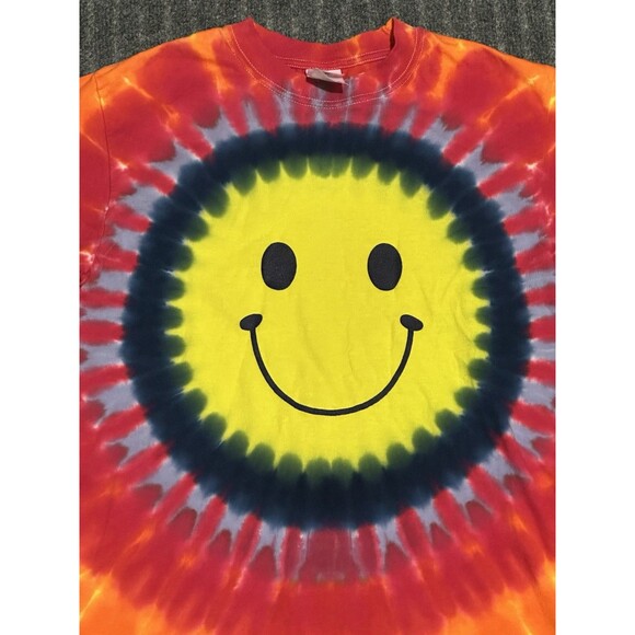 Vintage Anvil Tag Tie Dye Smiley Long Sleeve T‎ Shirt Size Small 90s - Picture 2 of 4